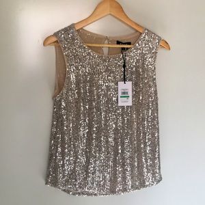 NWT champagne sequin top